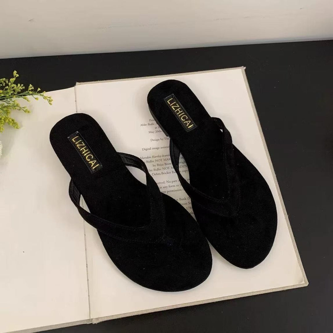 Damen Zehentrenner aus weichem Veloursleder mit ergonomischem Fußbett EB