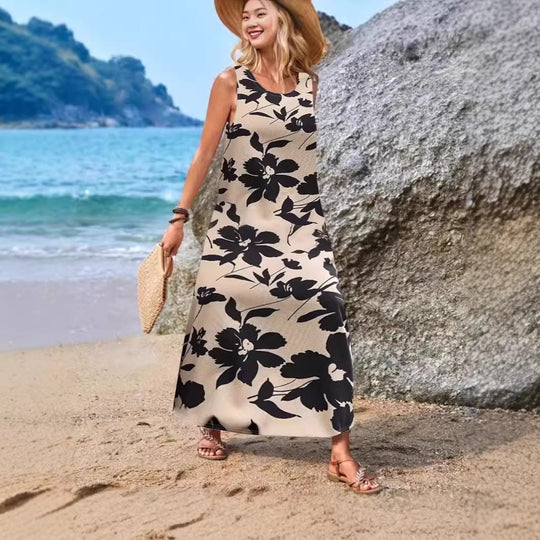 Damen Maxikleid mit einzigartigen Schmetterlingsdruck EB