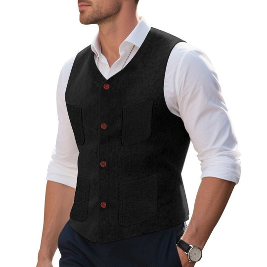 Herren Weste mit funktionalen Taschen und eleganten Knopfdetails EB