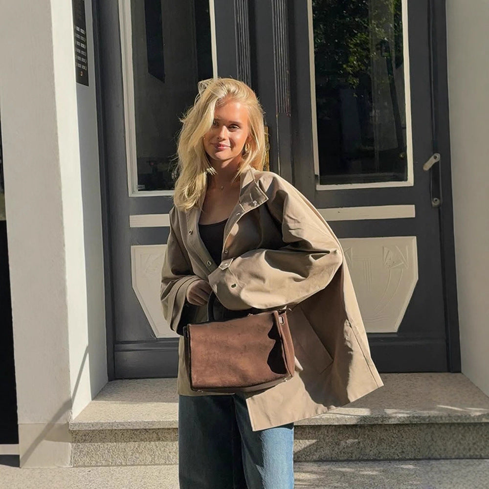 Damen lässige Oversized Jacke mit praktischen Taschen EB