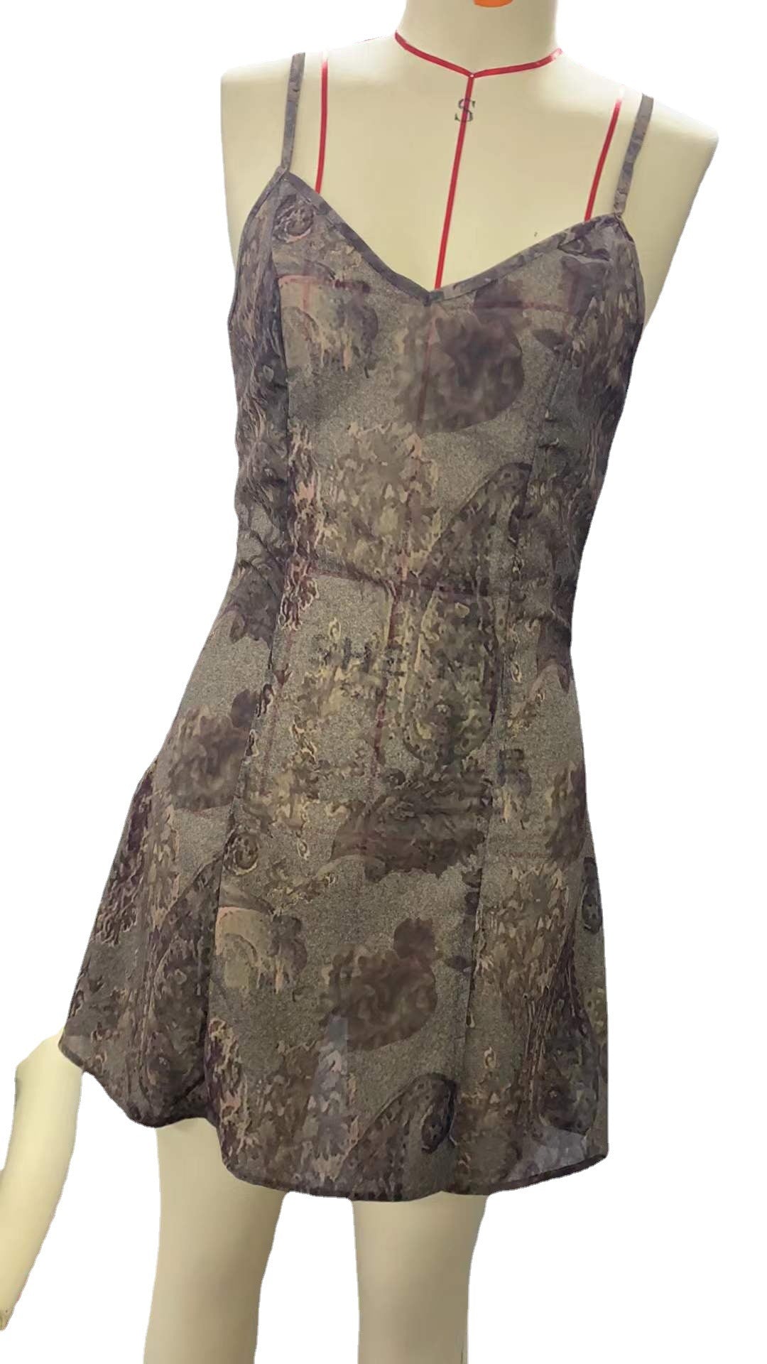 Damen Sommerliches Satin Kleid mit raffiniertem V-Ausschnitt und seitlichem Schlitz EB