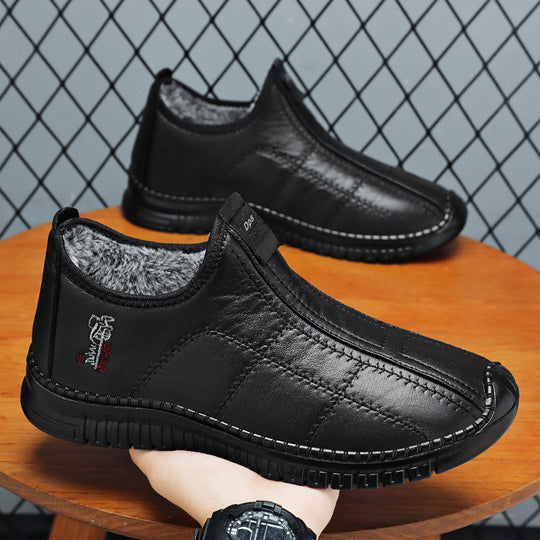 Damen Bequeme und warme Lederhausschuhe mit rutschfester Sohle EB