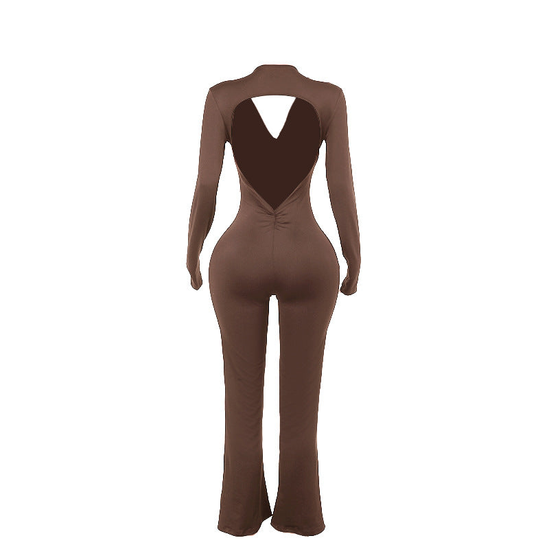 Damen trendiger Jumpsuit mit offenem Rücken und leichtem Stoff EB