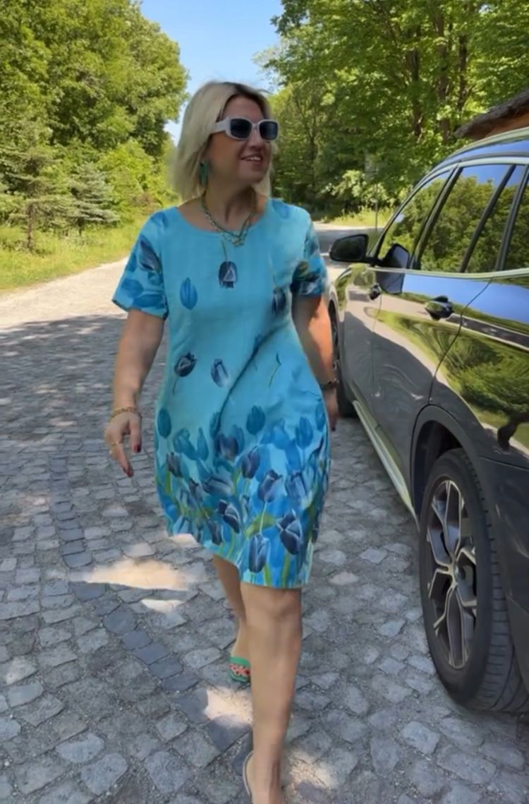 Damen lässiges Blumenkleid mit kreativen Muster EB