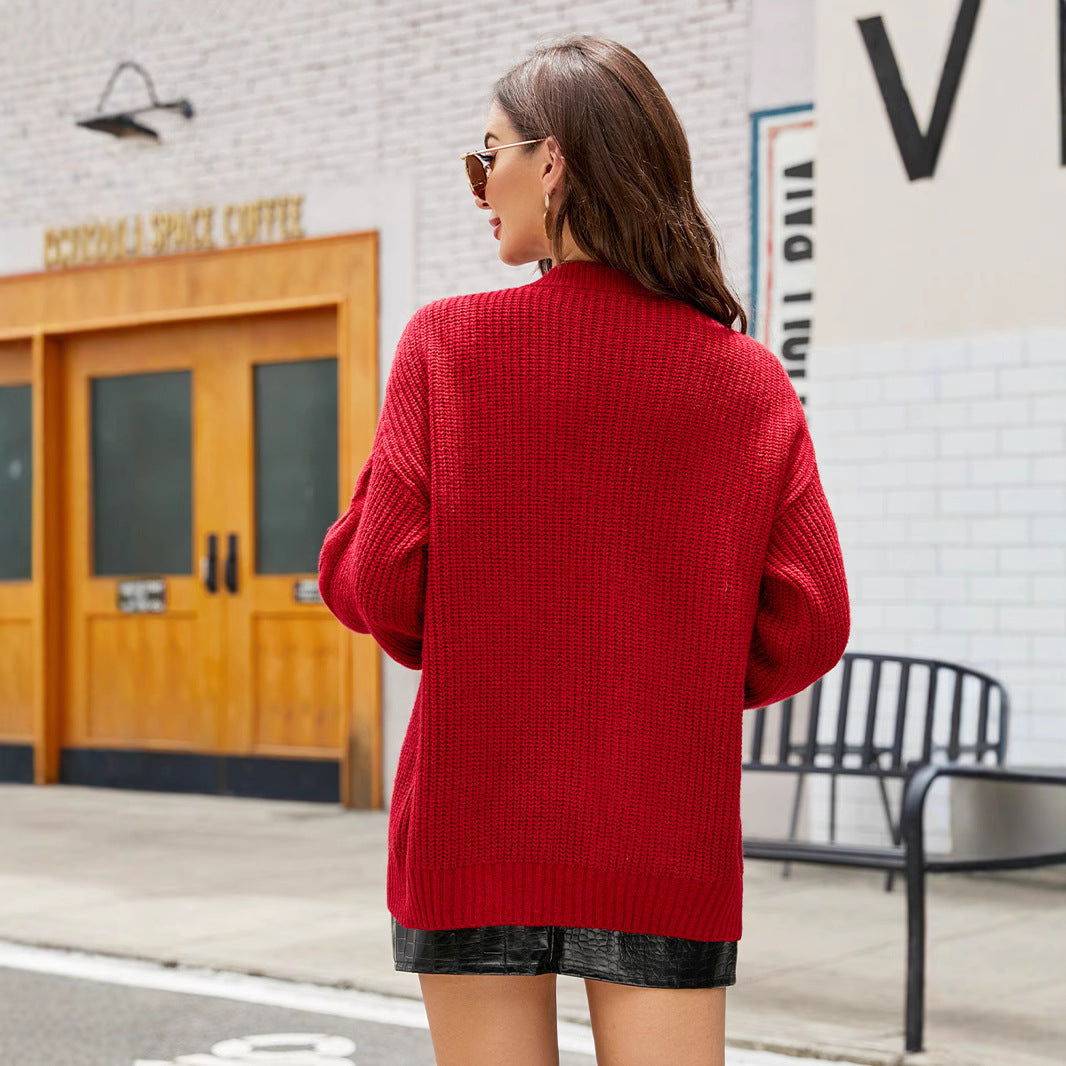 Damen Grobstrickjacke mit voluminösen Ärmeln und modernem Schnitt EB