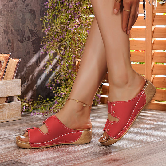 Damen Bequeme Zehentrenner-Sandalen mit verstellbaren Riemen und anatomischem Fußbett EB