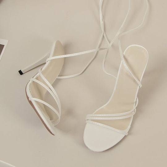 Damen Hochhackige Riemchen-Sandalen mit eleganter Schnürung EB