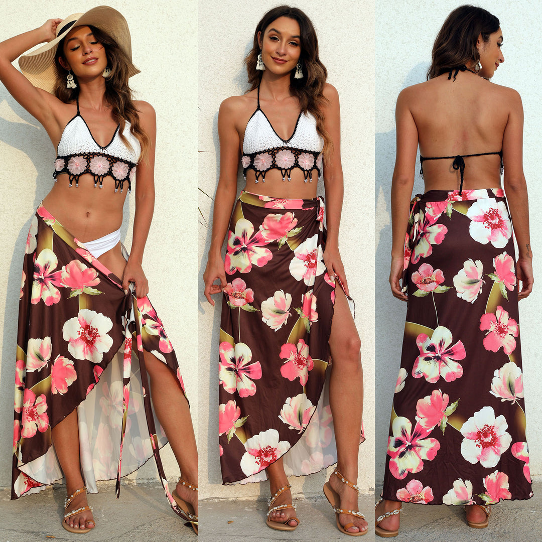 Damen eleganter Maxirock mit floralem Muster EB
