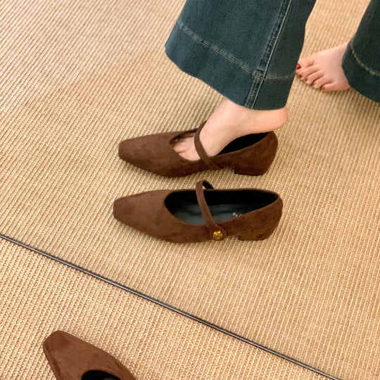 Damen elegante Ballerinas mit modischem Riemen und komfortablem Fußbett EB