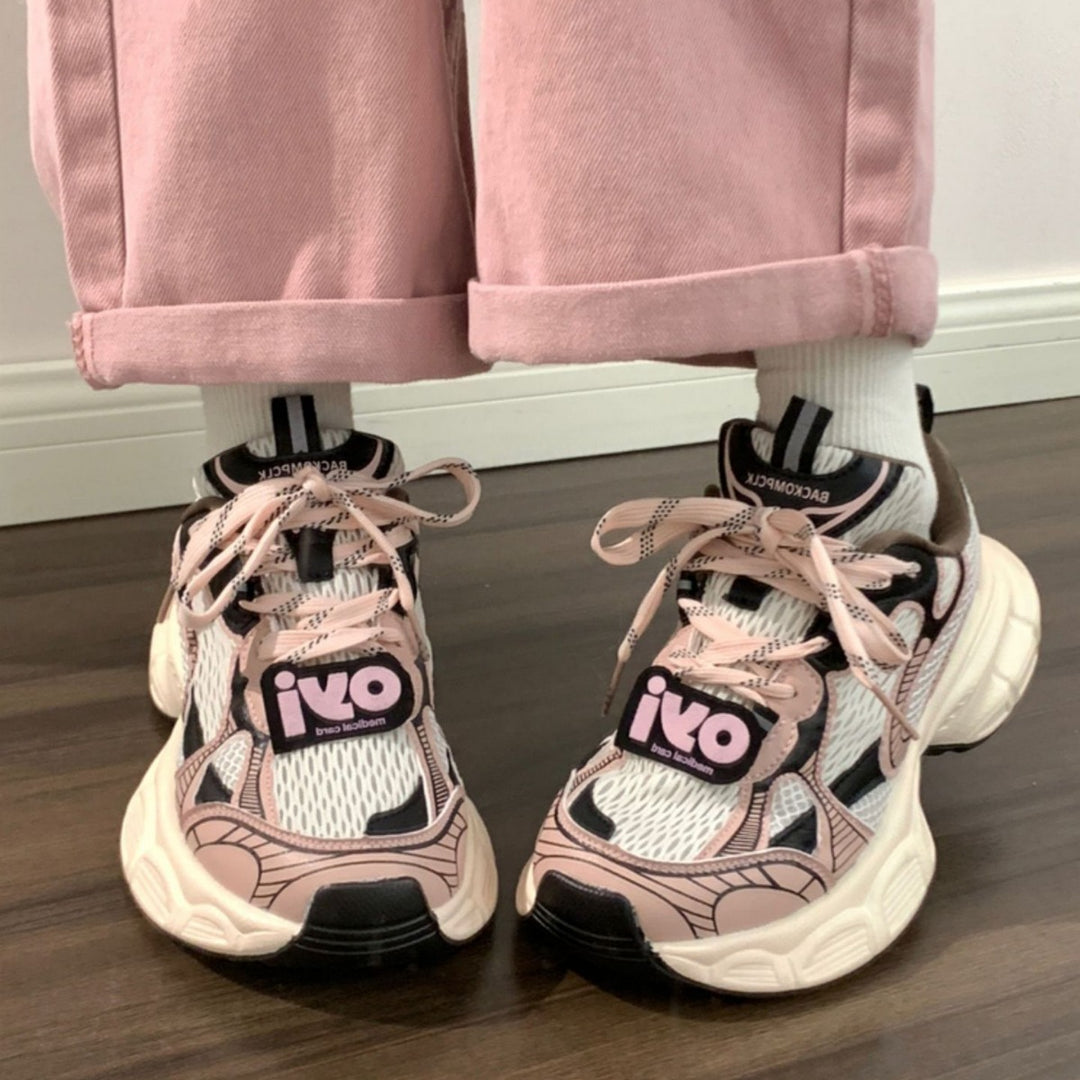 Damen Sportliche Sneakers mit atmungsaktivem Mesh und rutschfester Sohle EB