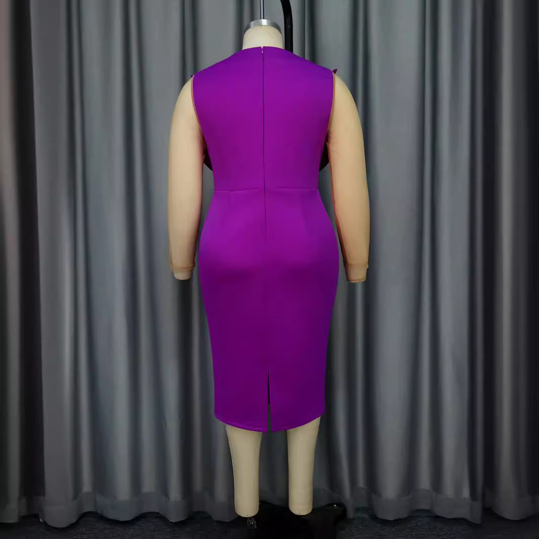 Damen Etuikleid mit floralem Design und transparenten Ärmeln EB