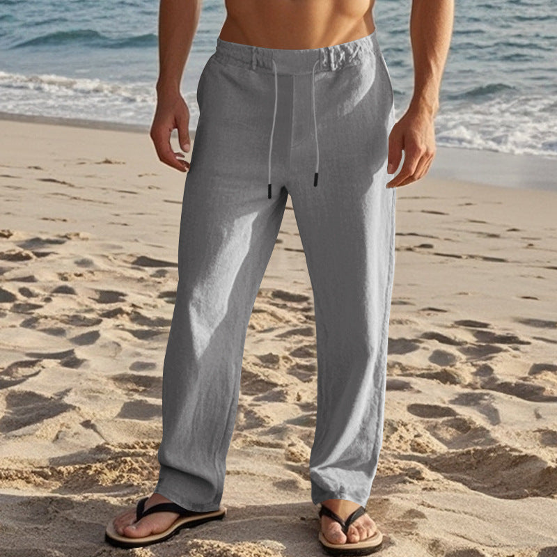 Herren Bequeme Strandhose mit verstellbarem Kordelzug und leichten Materialien EB