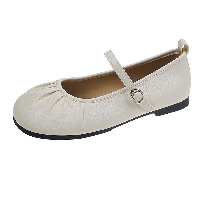 Damen Ballerinas mit modischem Riemchen und femininer Faltenoptik EB