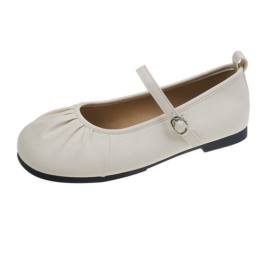Damen Ballerinas mit modischem Riemchen und femininer Faltenoptik EB