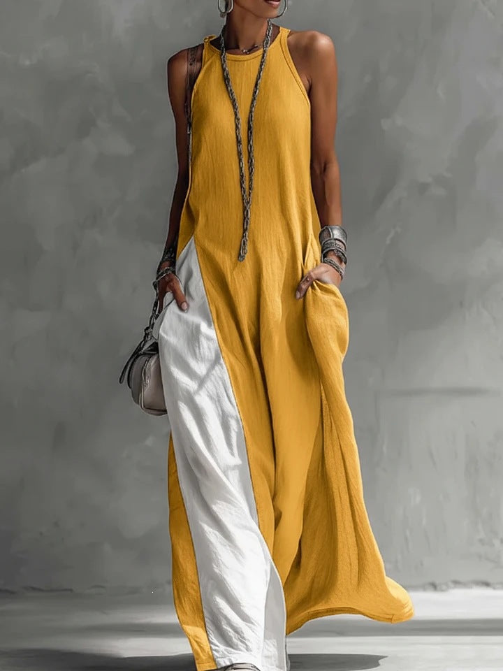Damen Lässiges Maxikleid mit asymmetrischem Schnitt und tiefem Rückenausschnitt EB