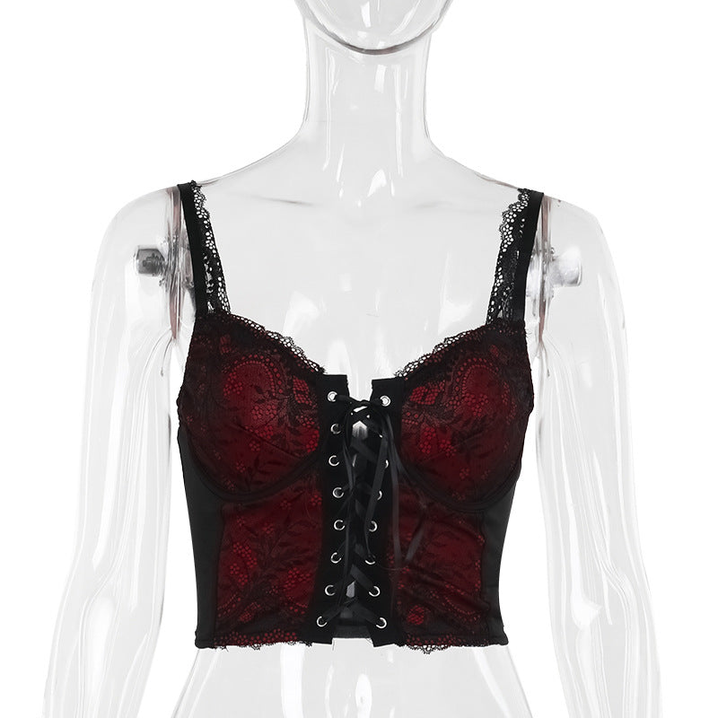 Damen figurbetonte Bluse mit Rüschendetails und Schnürung EB