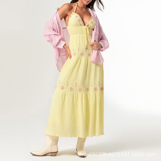 Damen Maxikleid mit zarten Stickereien EB