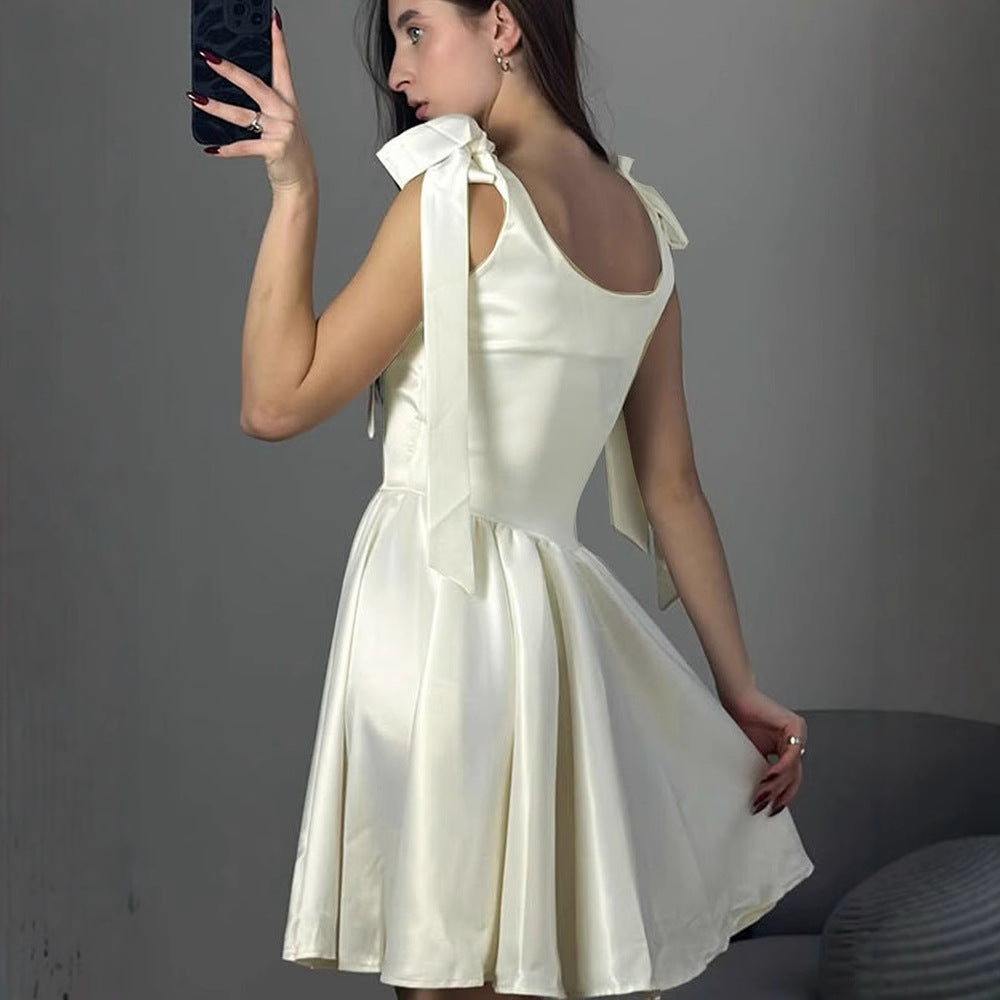 Damen lässiges Sommerkleid mit Schleifen EB