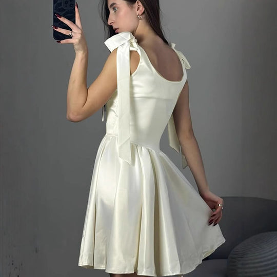 Damen lässiges Sommerkleid mit Schleifen EB