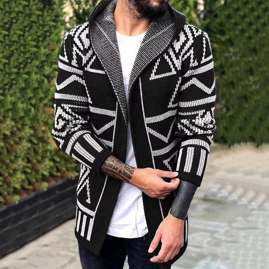 Herren Strickjacke mit kreativem Muster und offener Front EB