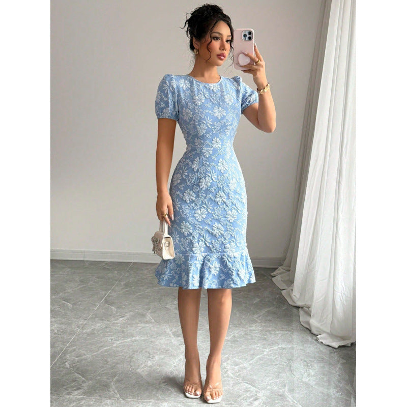 Damen Etuikleid mit floralen Stickereien EB
