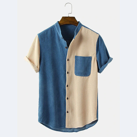 Herren Kurzarm Hemd mit strukturiertem Design und Knopfleiste EB
