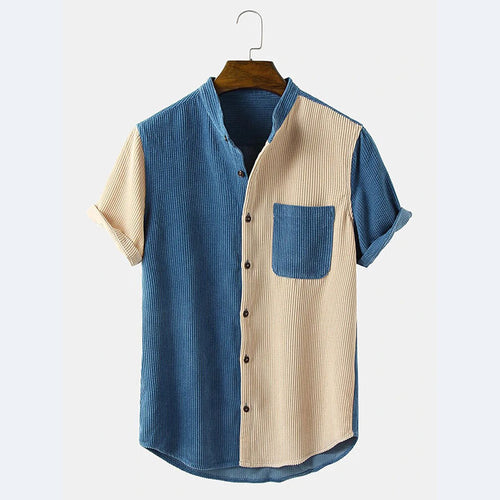 Herren Kurzarm Hemd mit strukturiertem Design und Knopfleiste EB