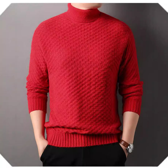 Herren Strickpullover mit hohem Kragen und strukturiertem Design EB