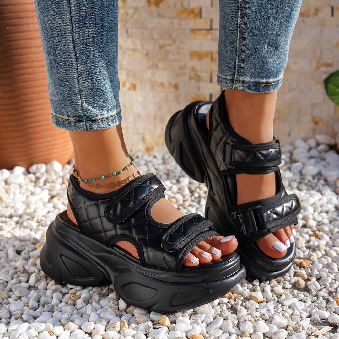 Damen Glamouröse Plateau-Sandalen mit verstellbaren Riemen EB