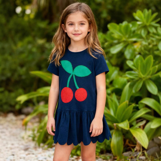 Mädchen Freizeitkleid mit fröhlichem Kirschdesign EB