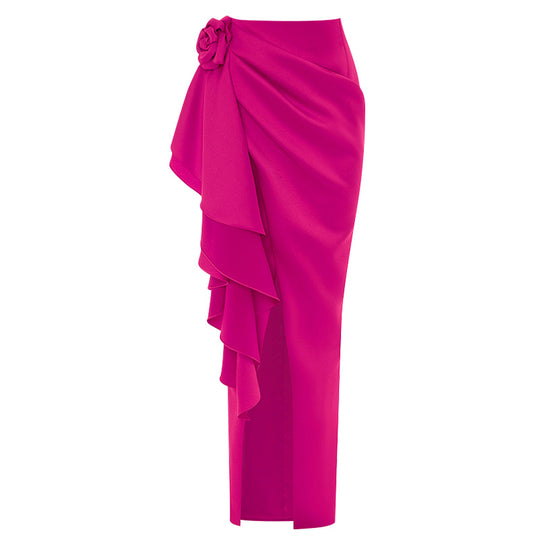 Damen Badeanzug mit floralem Volumen und passendem Wickelrock EB