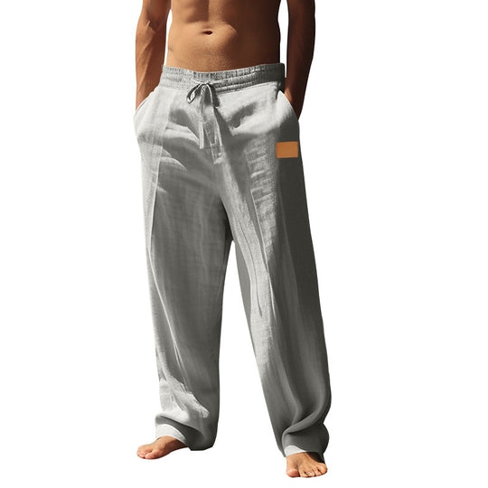 Herren nan extraweite Leinen-Relaxhose mit verstärktem Komfortbund, Kordelzug und tiefen Eingrifftaschen EB