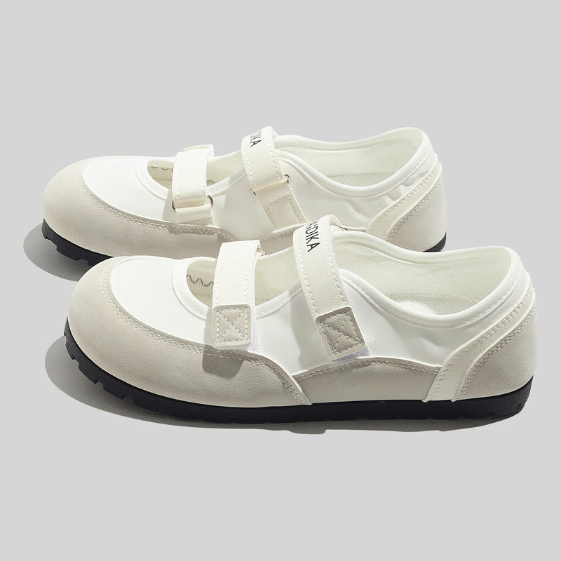 Damen Komfortable Ballerinas mit verstellbarem Riemen und rutschfester Sohle EB