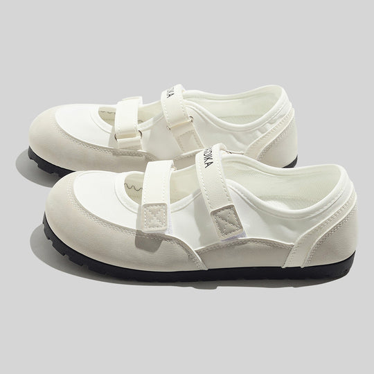 Damen Komfortable Ballerinas mit verstellbarem Riemen und rutschfester Sohle EB