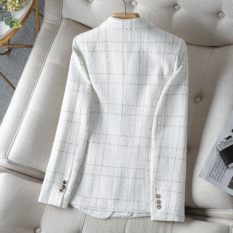 EB | Blazer Taillierte Passform Strukturiertes Tweed Doppelreihig mit Knöpfen
