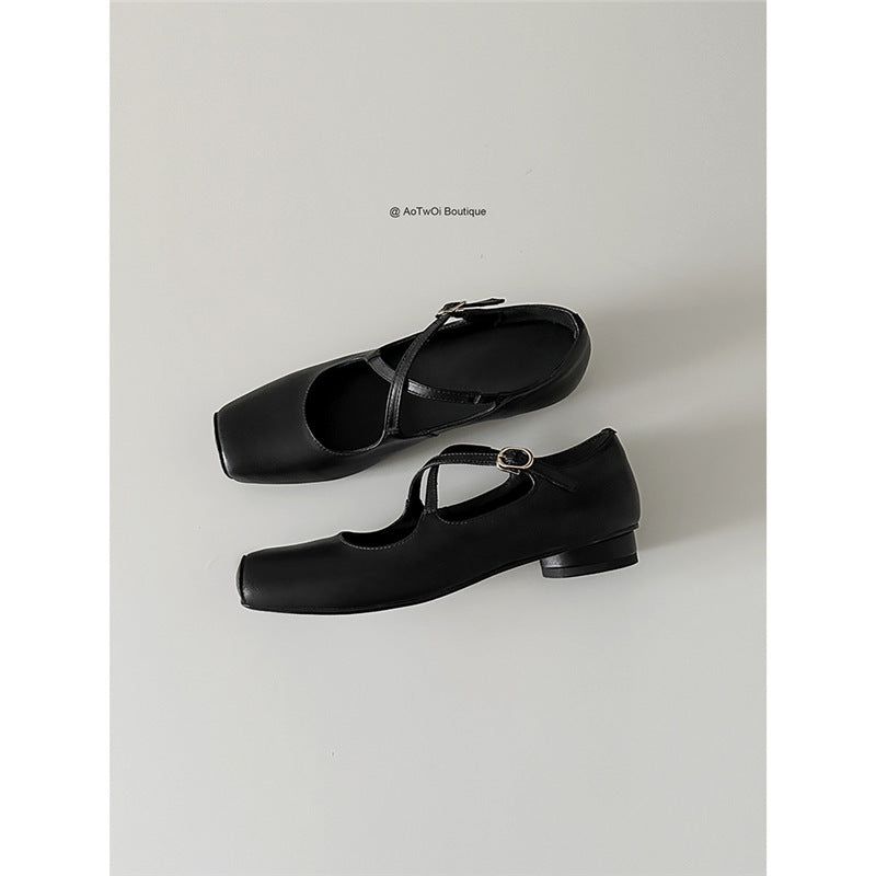 Damen Elegante Mary Jane Ballerinas mit Leopardenmuster und verstellbarem Riemenverschluss EB