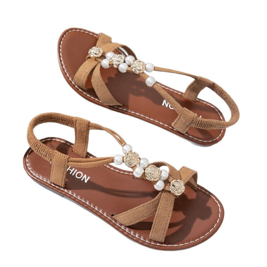 Damen offene Sandalen mit geflochtenem Riemen und ergonomischer Sohle EB