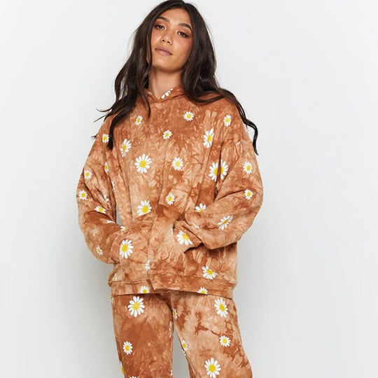 Damen Kapuzenpullover mit floralem Muster EB