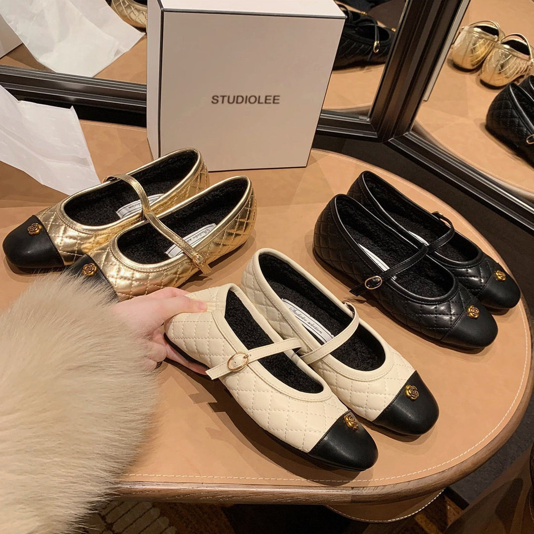 Damen Ballerinas mit glänzender Stepp-Optik und eleganter Riemchenverzierung EB