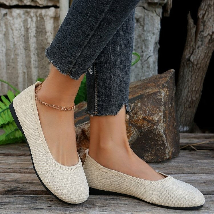Damen flexible Ballerinas aus atmungsaktivem Strickmaterial EB