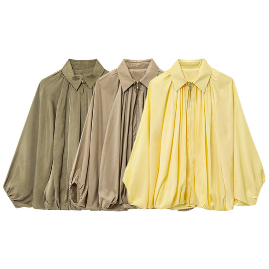 Damen elegante Bluse mit Plisseedetails EB