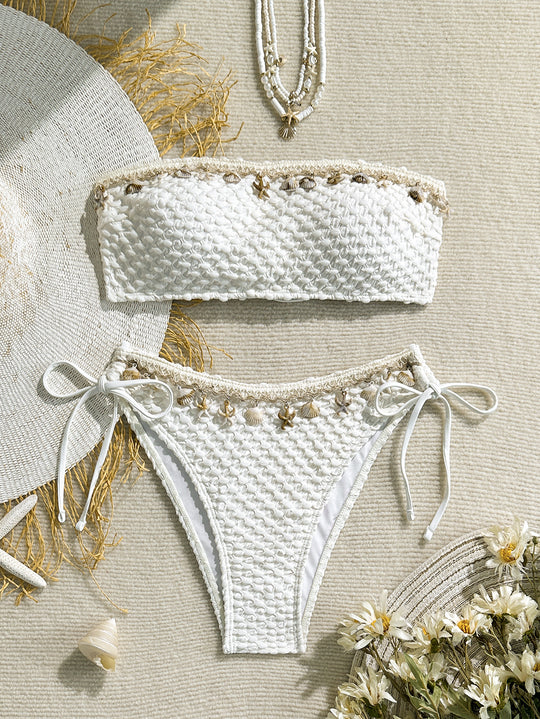 Damen Bandeau-Bikini mit edlen Muschelverzierungen EB