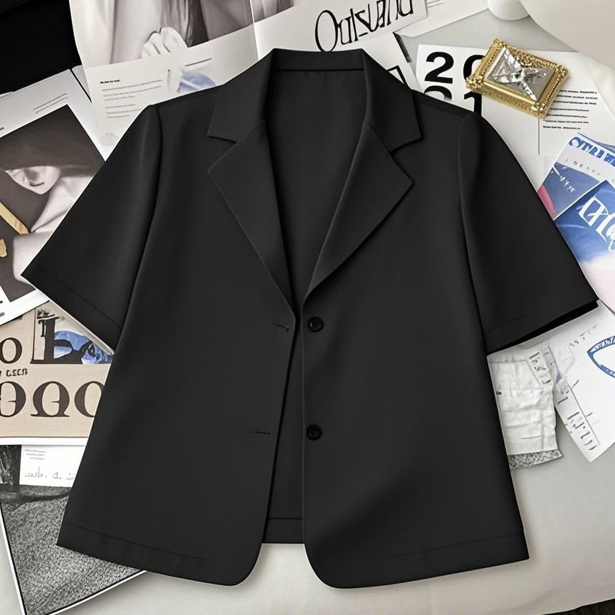 Damen Kurzärmelige Blazerjacke aus leichtem Material EB