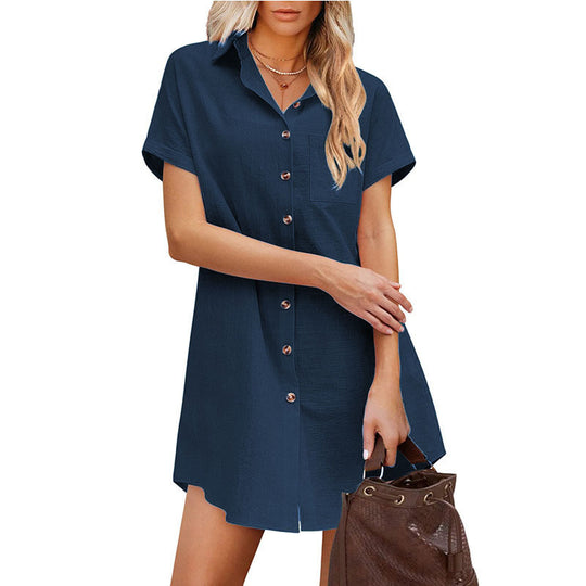 Damen Hemdblusenkleid im lässigen Schnitt mit Knopfdetails und aufgesetzter Tasche EB