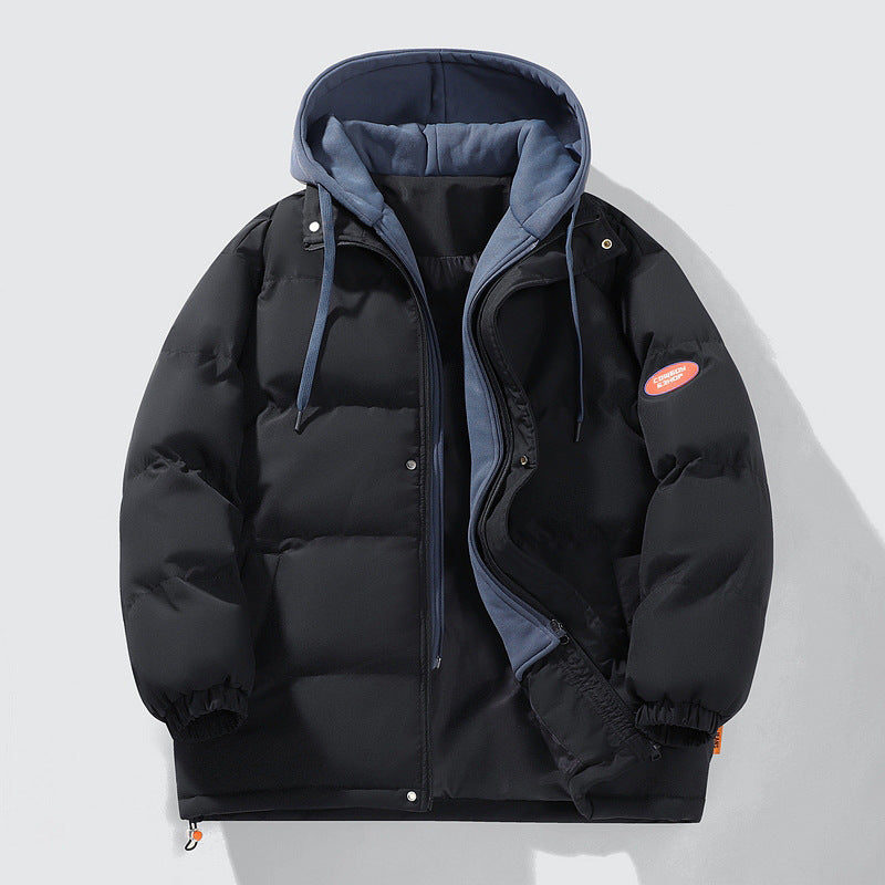Herren zweilagige Oversized Steppjacke mit integrierter Kontrast-Kapuzeninnenjacke und thermischer Wattierung EB