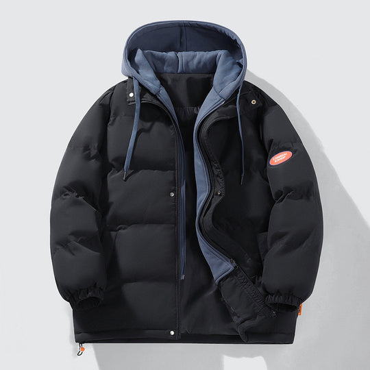 Herren zweilagige Oversized Steppjacke mit integrierter Kontrast-Kapuzeninnenjacke und thermischer Wattierung EB