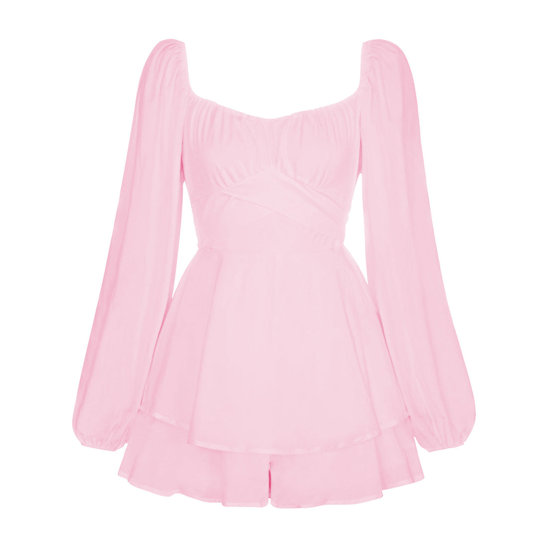 Damen Romantisches Minikleid mit Puffärmeln und verspieltem Schnitt EB