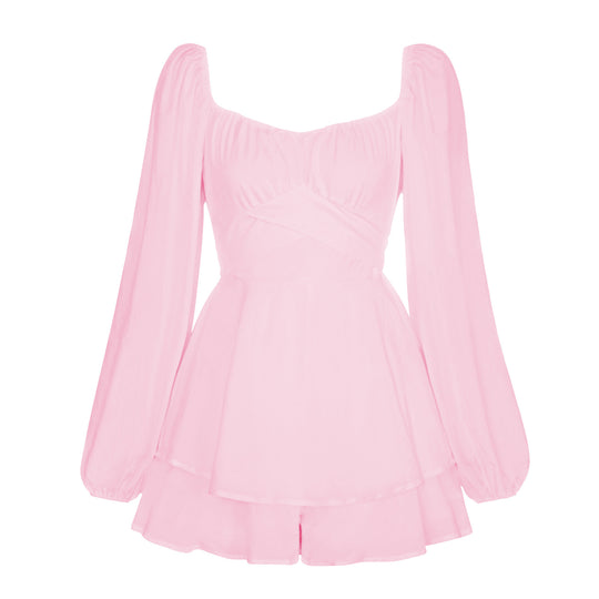 Damen Romantisches Minikleid mit Puffärmeln und verspieltem Schnitt EB