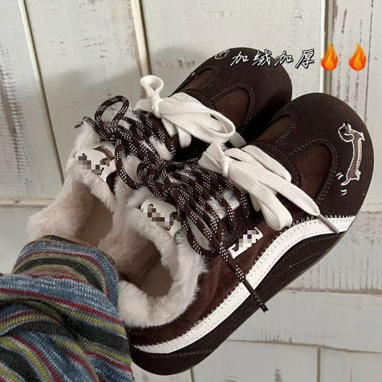 Damen warme und stylische Sneakers mit Fleece-Futter EB
