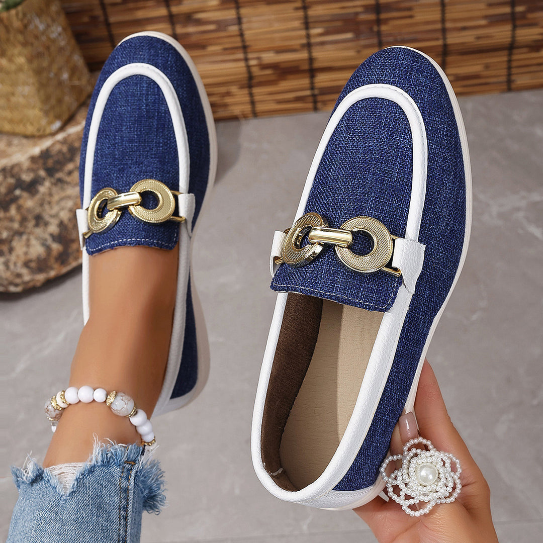 Damen modische Slipper mit elegantem Goldverzierungsdetail EB